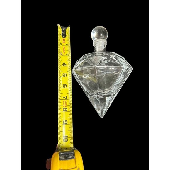 Vtg Diamond Shaped Clear Glass Decanter Side Rest w Stopper Holiday Display 9" - Picture 8 of 8